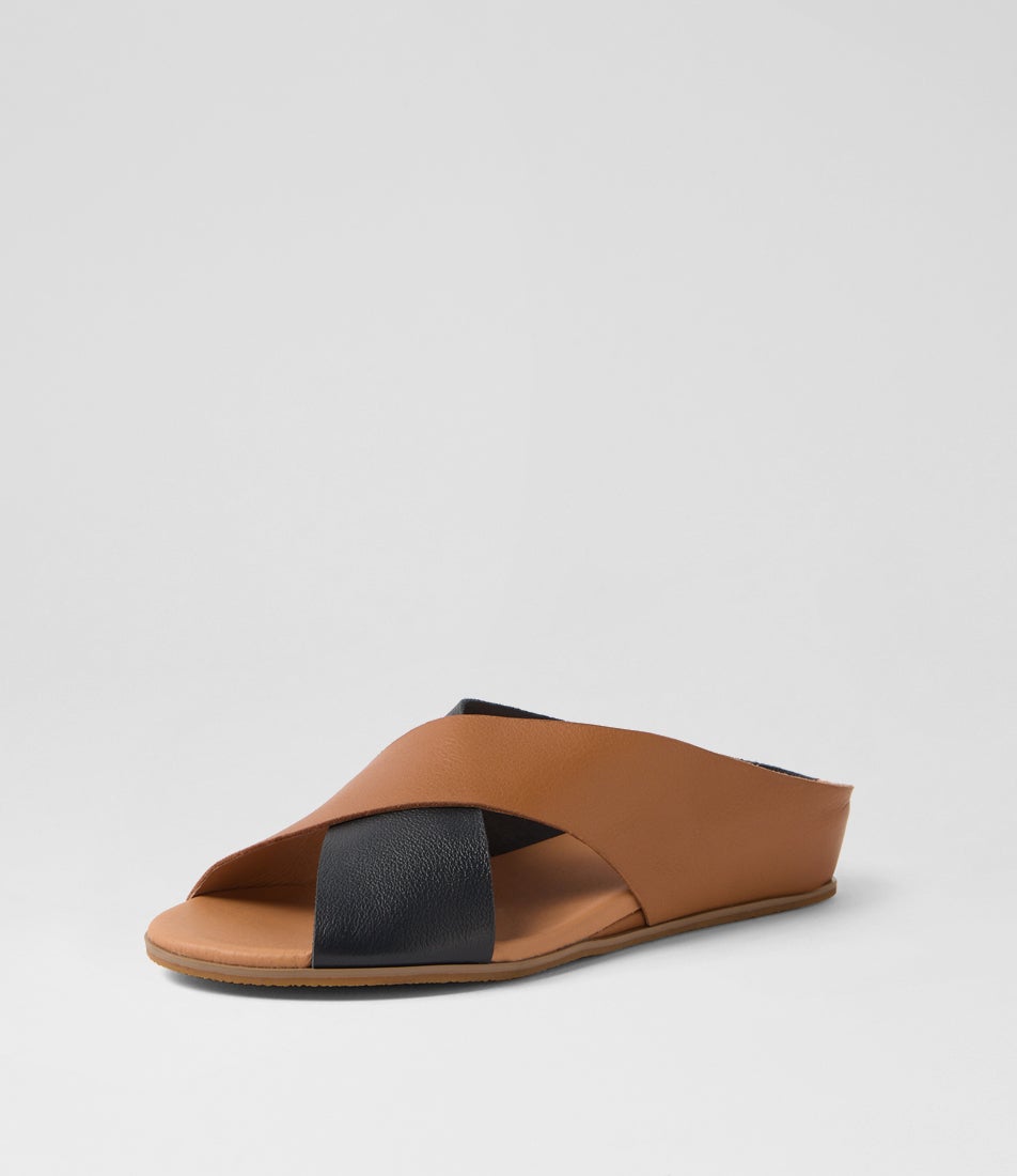 Harli Navy Tan Leather Sandals