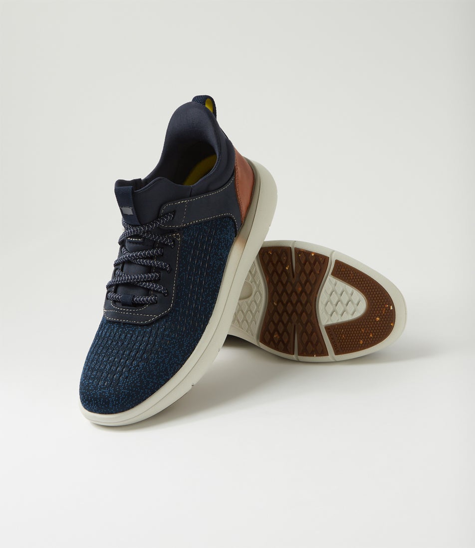 Fleet Knit Navy Leather Sneakers