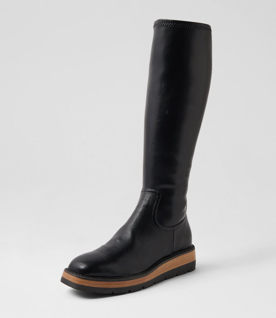Terriny Black Nat Stretch Knee High Boots