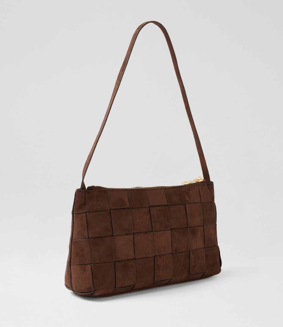 Portia Choc Microsuede Handbag