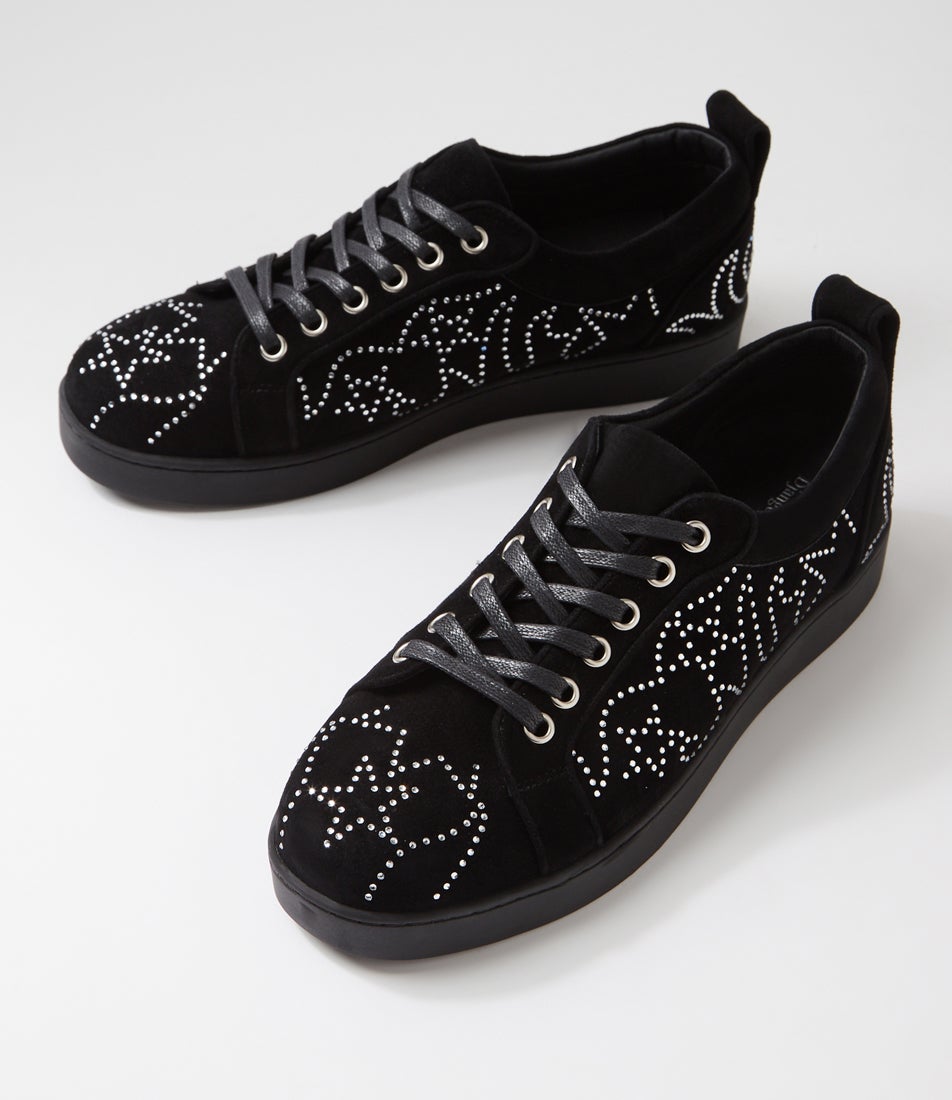 Jonell Black Silver Suede Jewels Sneakers