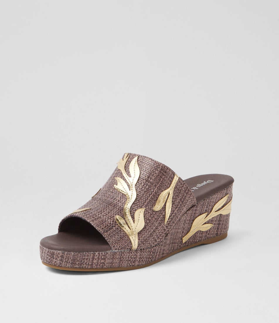 Montana Mocca Gold Fabric Sandals
