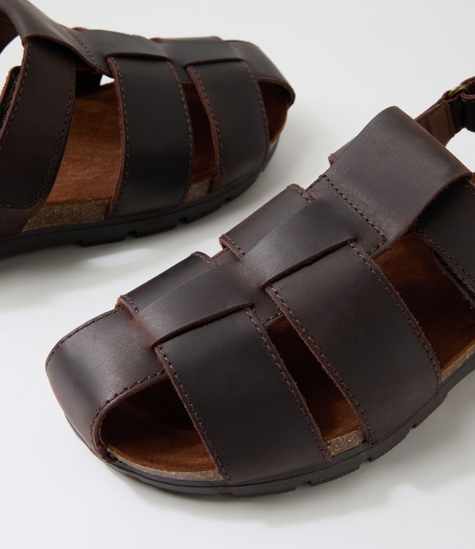Seth Brown Leather Slides