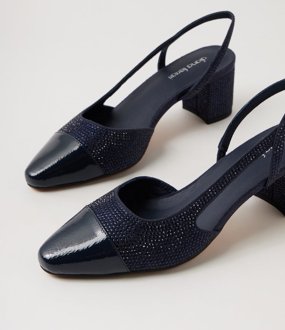 Luxury Navy Patent Jewels Heels Luxury Navy Patent Jewels Heels