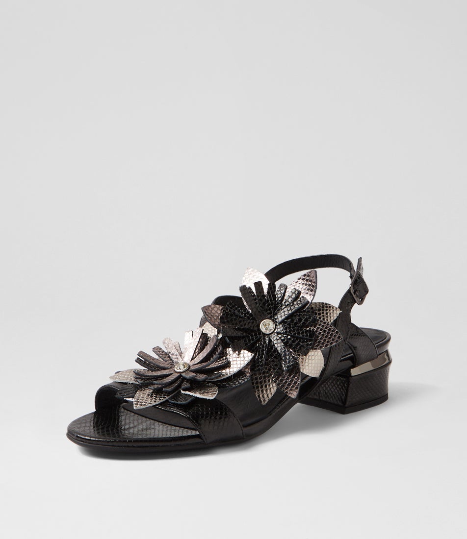 Tabbett Black Multi Leather Sandals