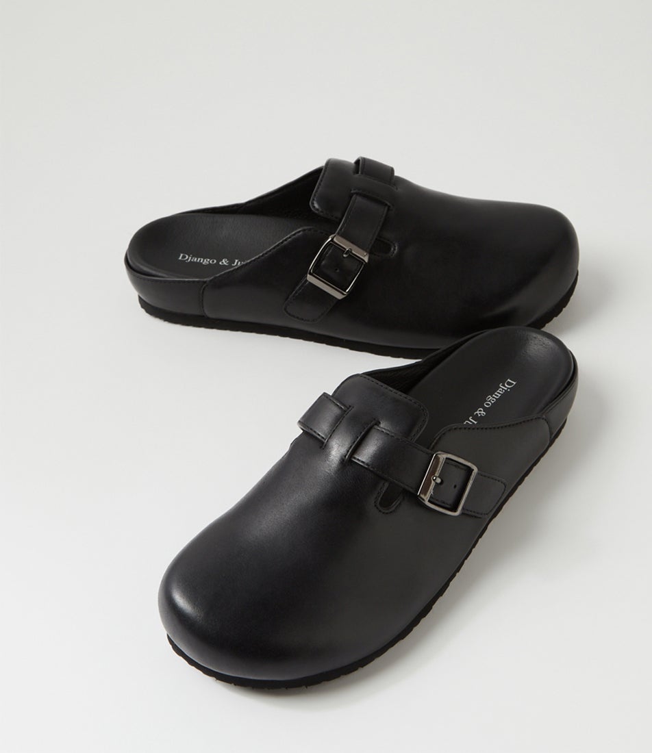 Zoris Black Leather Mules