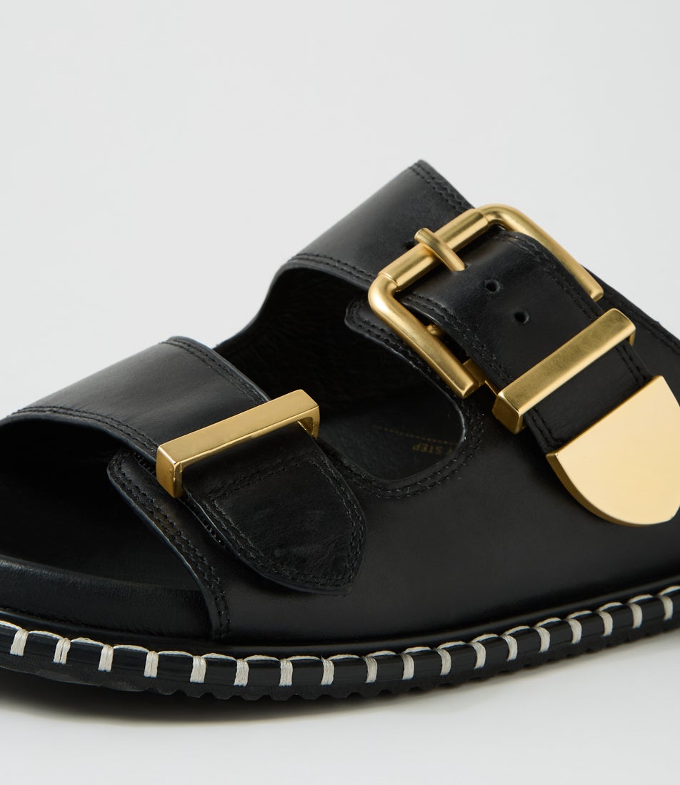 Iyami W Black Leather Sandals