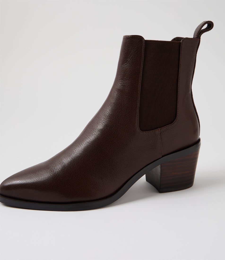 Folton Deep Dark Brown Leather Ankle Boots