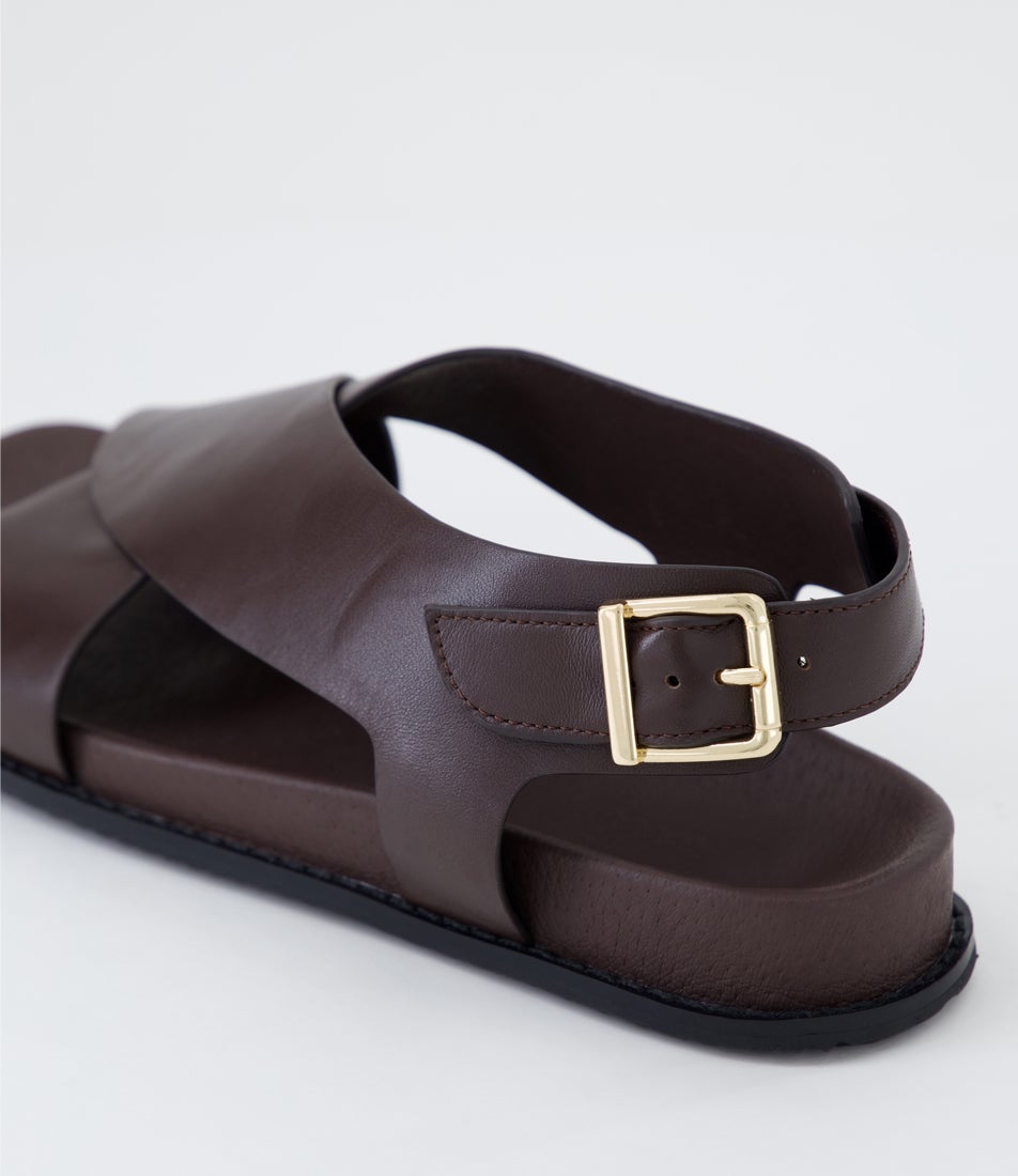 Hanako W Choc Leather Buckled Sandals Hanako W Choc Leather Buckled Sandals