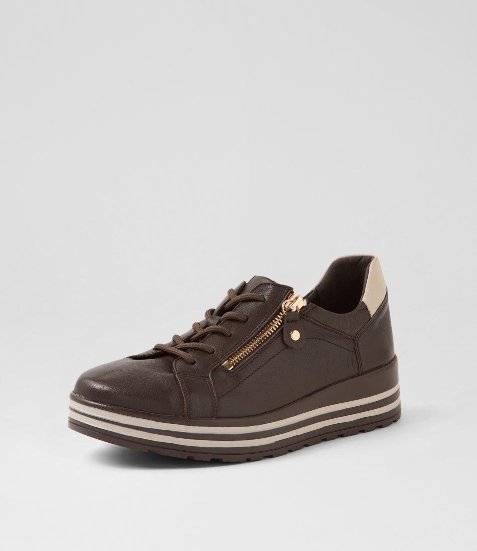 Vamra Xf Choc Almond Leather Sneakers