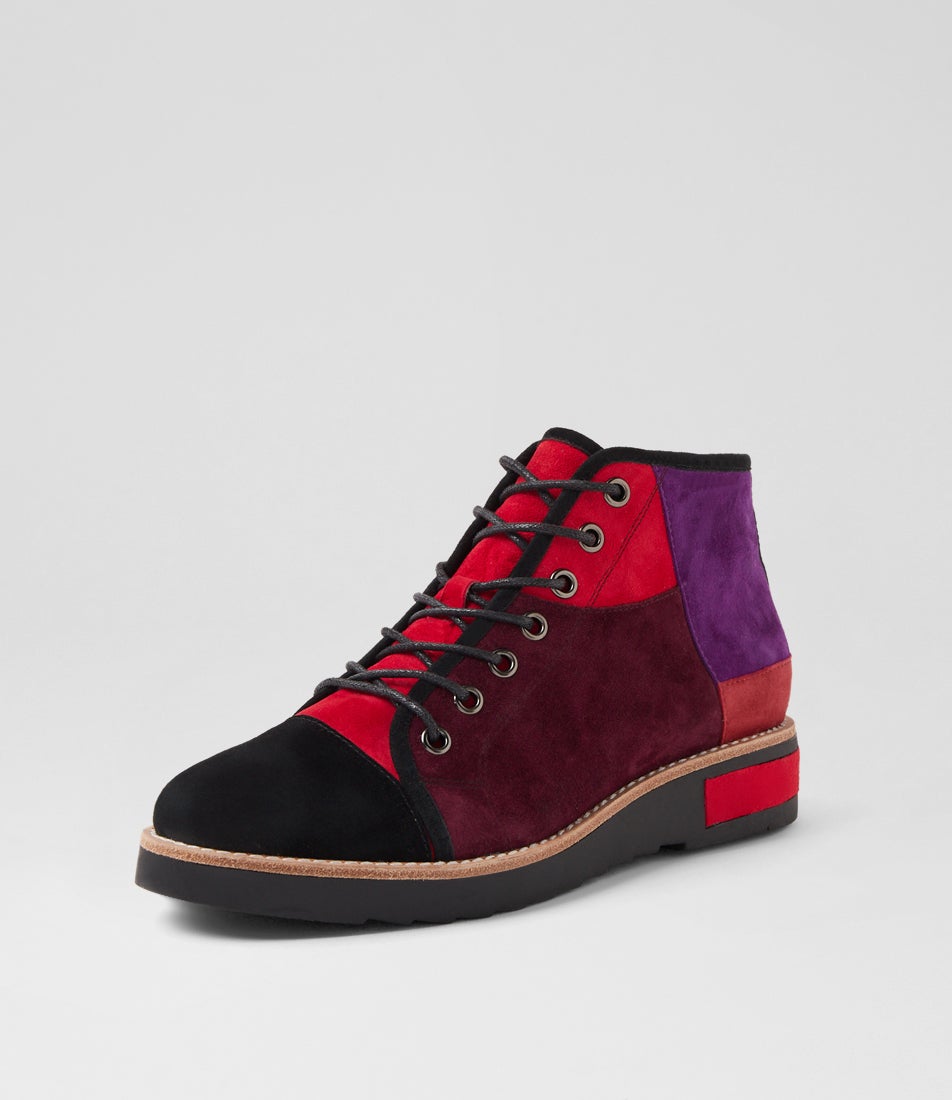 Regine Red Suede Leather Ankle Boots Regine Red Suede Leather Ankle Boots