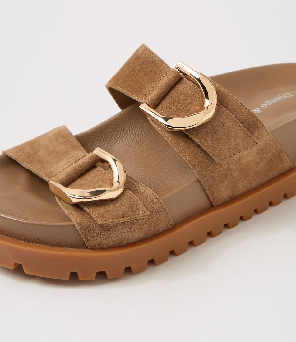 Ullana Light Choc Tan Suede Slides