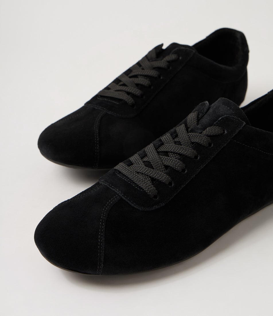 Bookier Black Suede Lace Up Flats