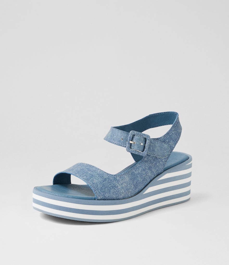 Figg Blue Denim Leather Sandals