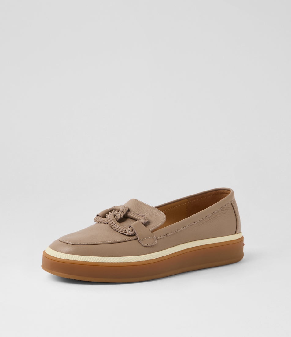 Pottega Light Taupe Leather Flat Shoes
