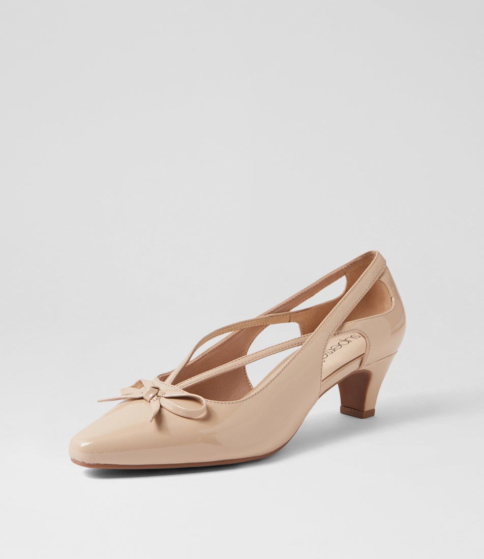 Lantana Almond Natural Patent Leather Heels