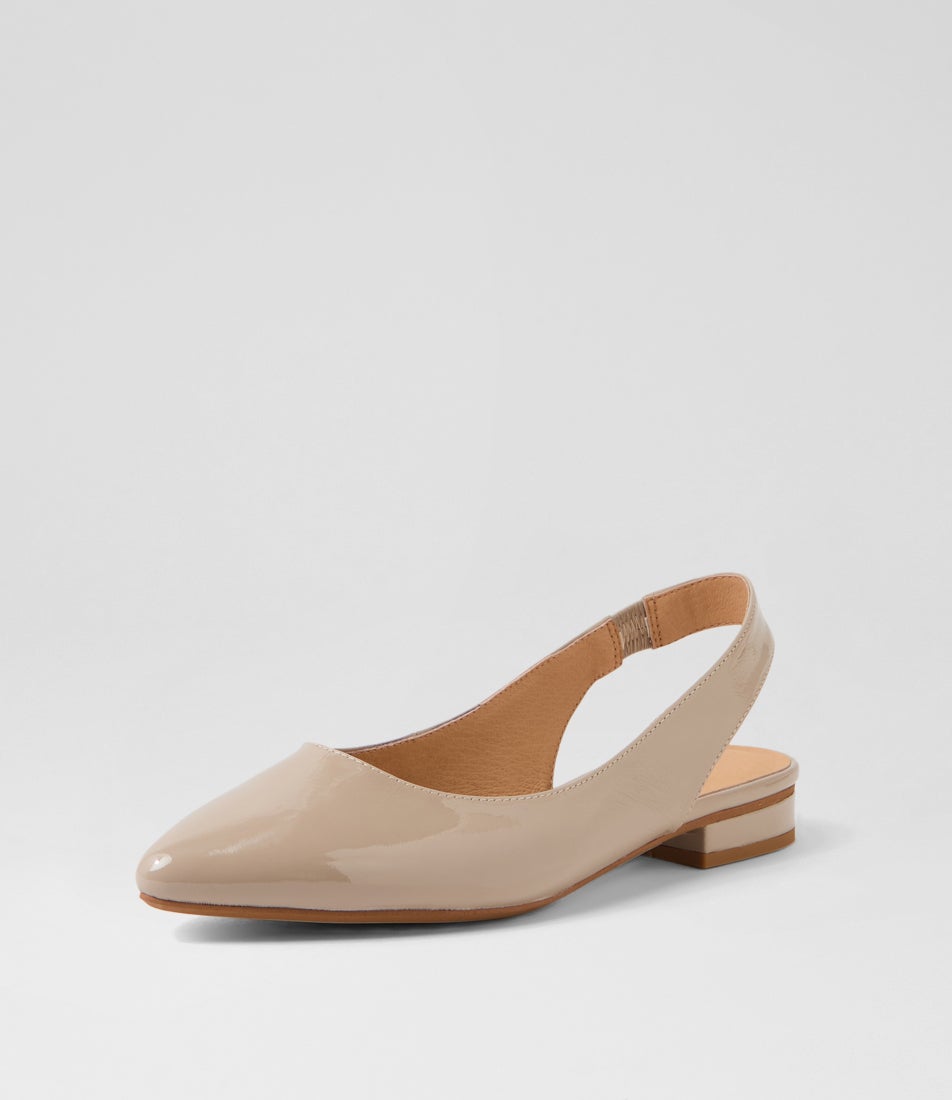 Dyani Taupe Patent Leather Flat Shoes