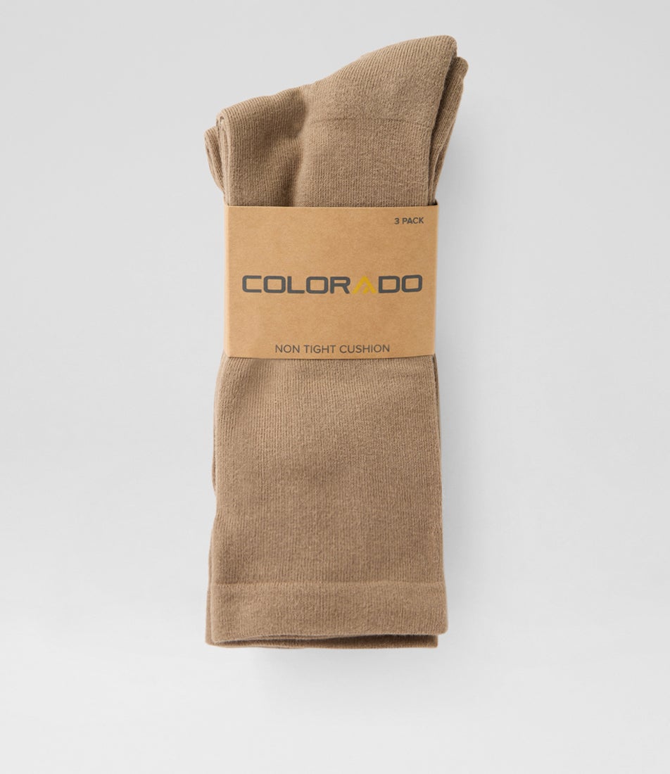 3pk Non Tight Cushion Stone Cotton Socks