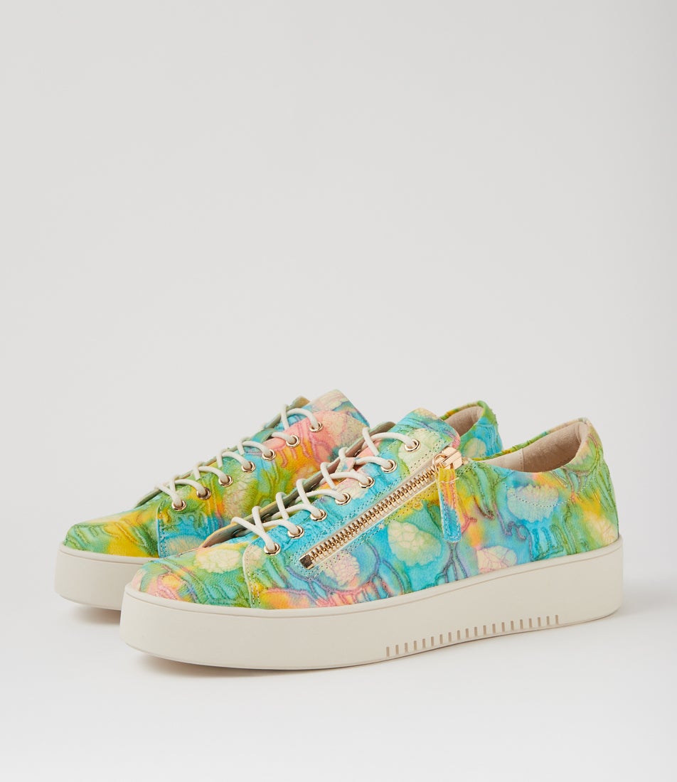 Lailory Rainbow Patch Leather Sneakers