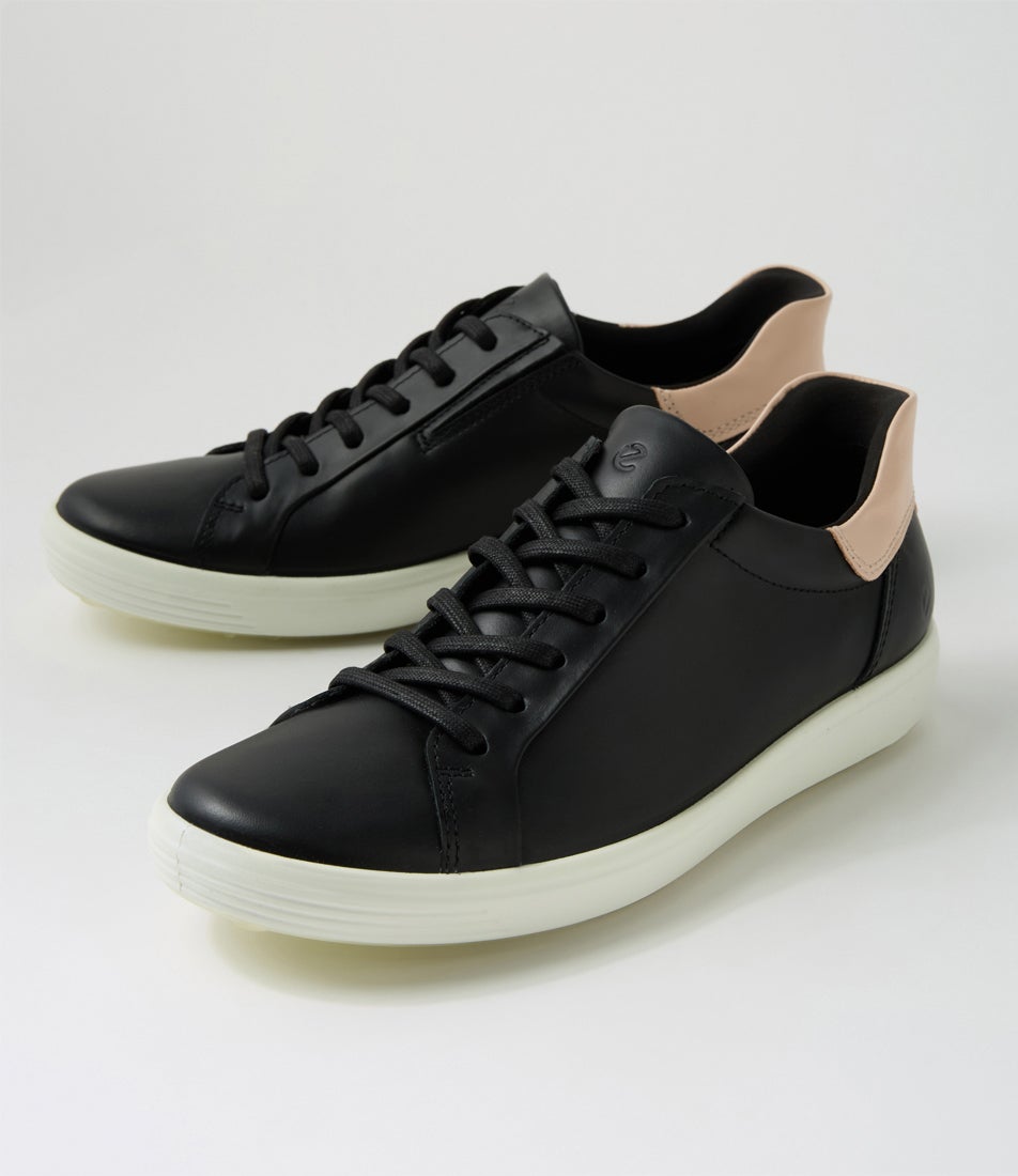 470843 Soft 7 W Black Rose Dust Leather Sneakers
