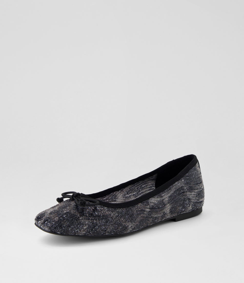 Fideen Grey Leopard Mesh Flat Shoes