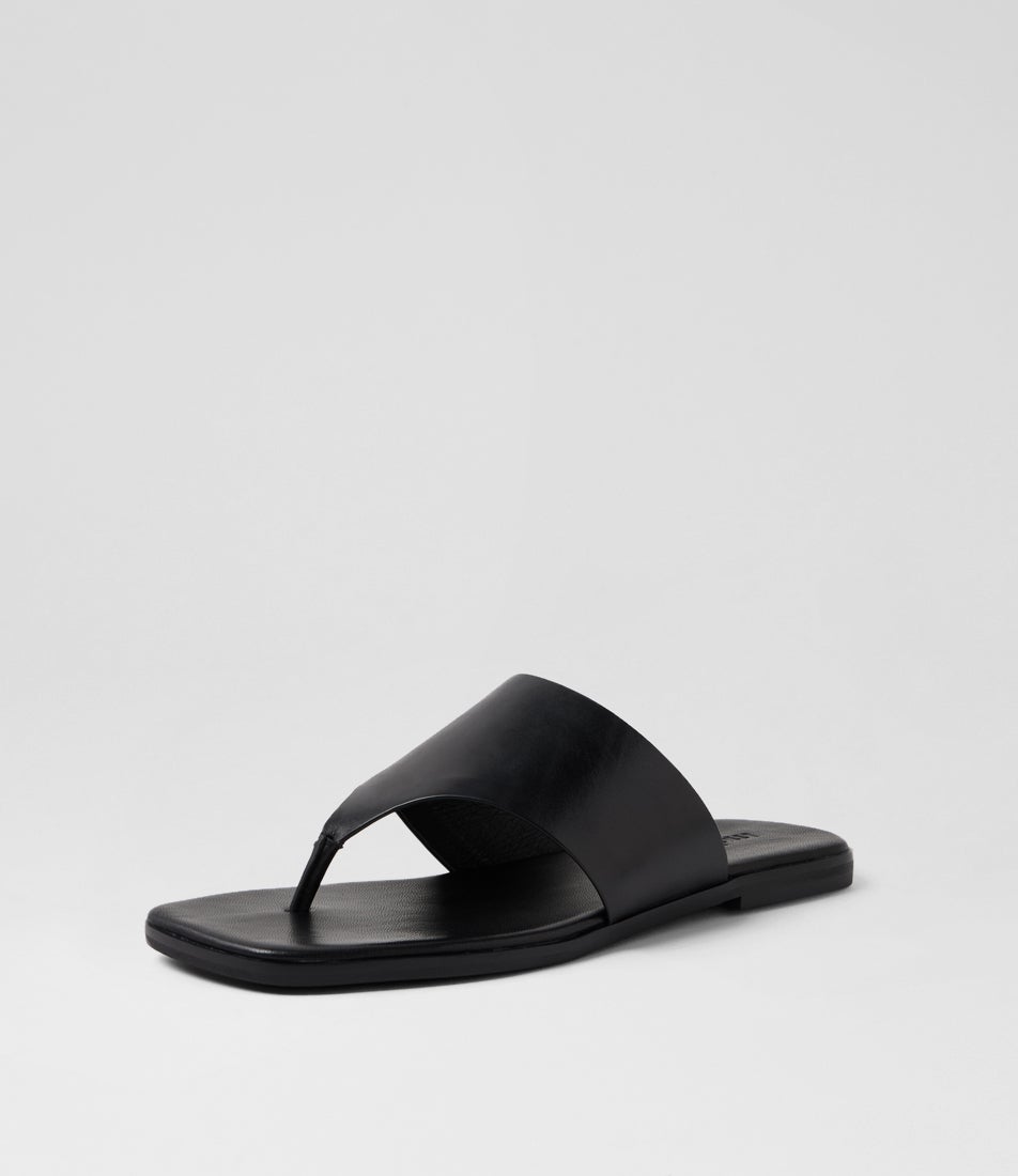 Amii Black Leather Sandals