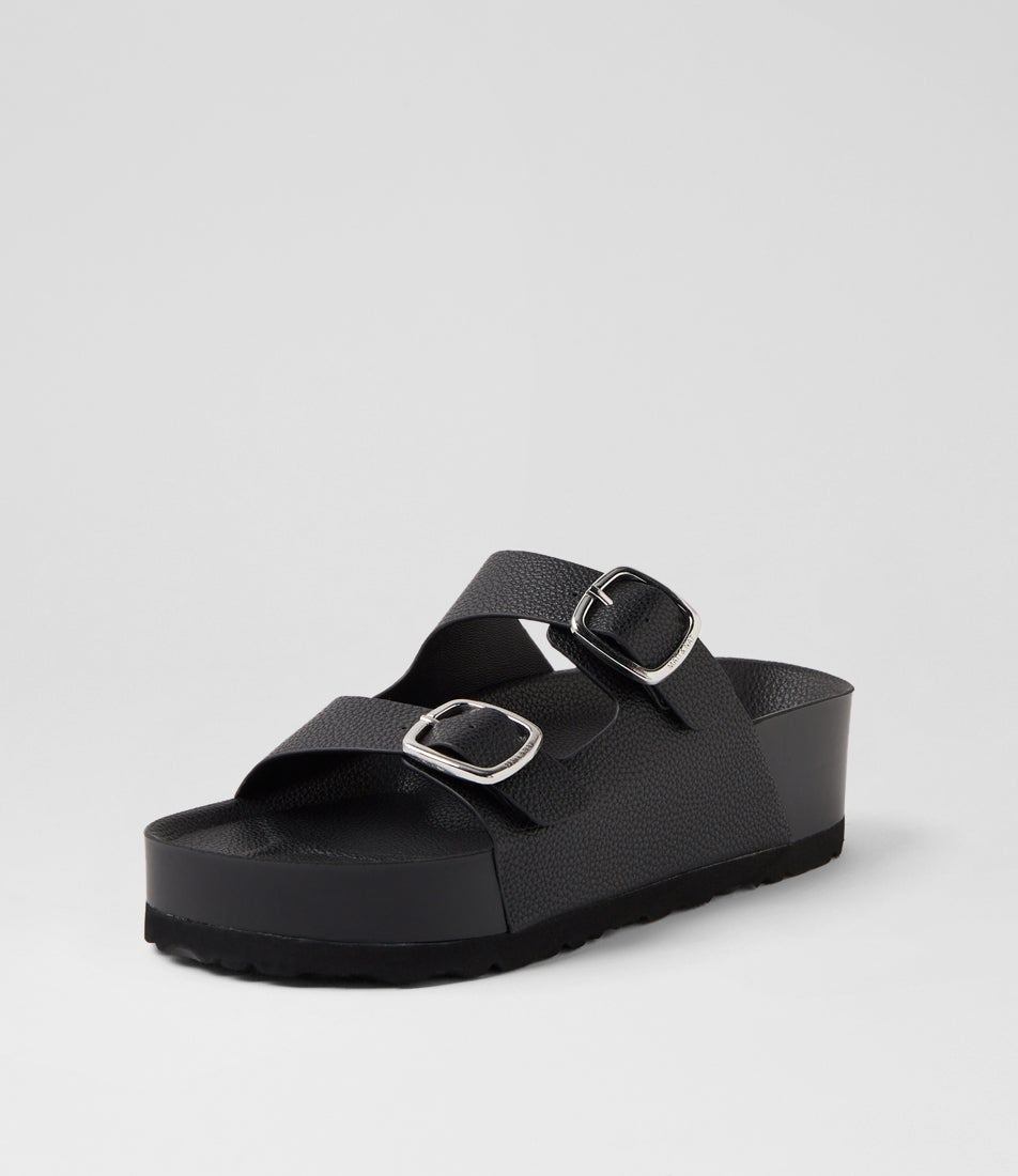 Olaya Black Pu Slides