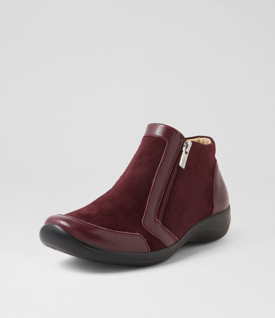 Jessel Xf Burgundy Leather Suede Ankle Boots