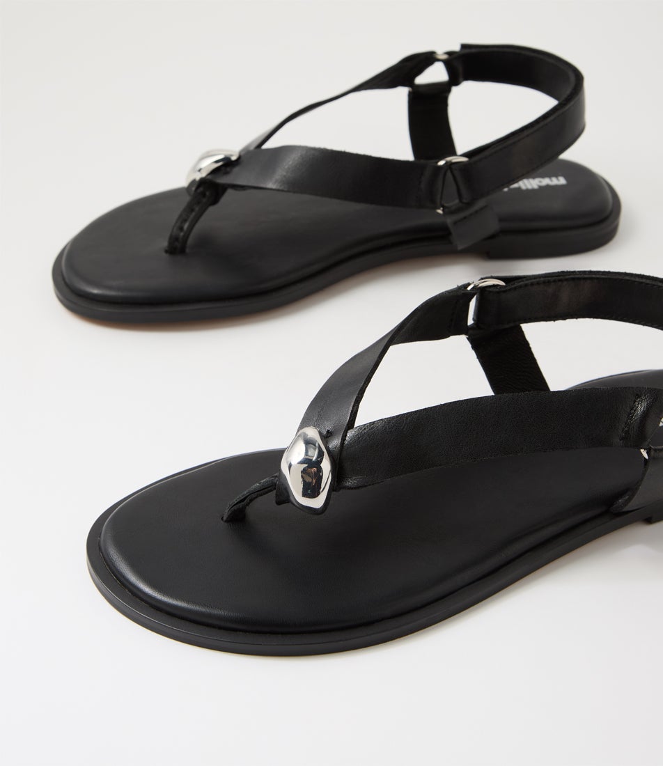 Emblem Black Leather Thongs
