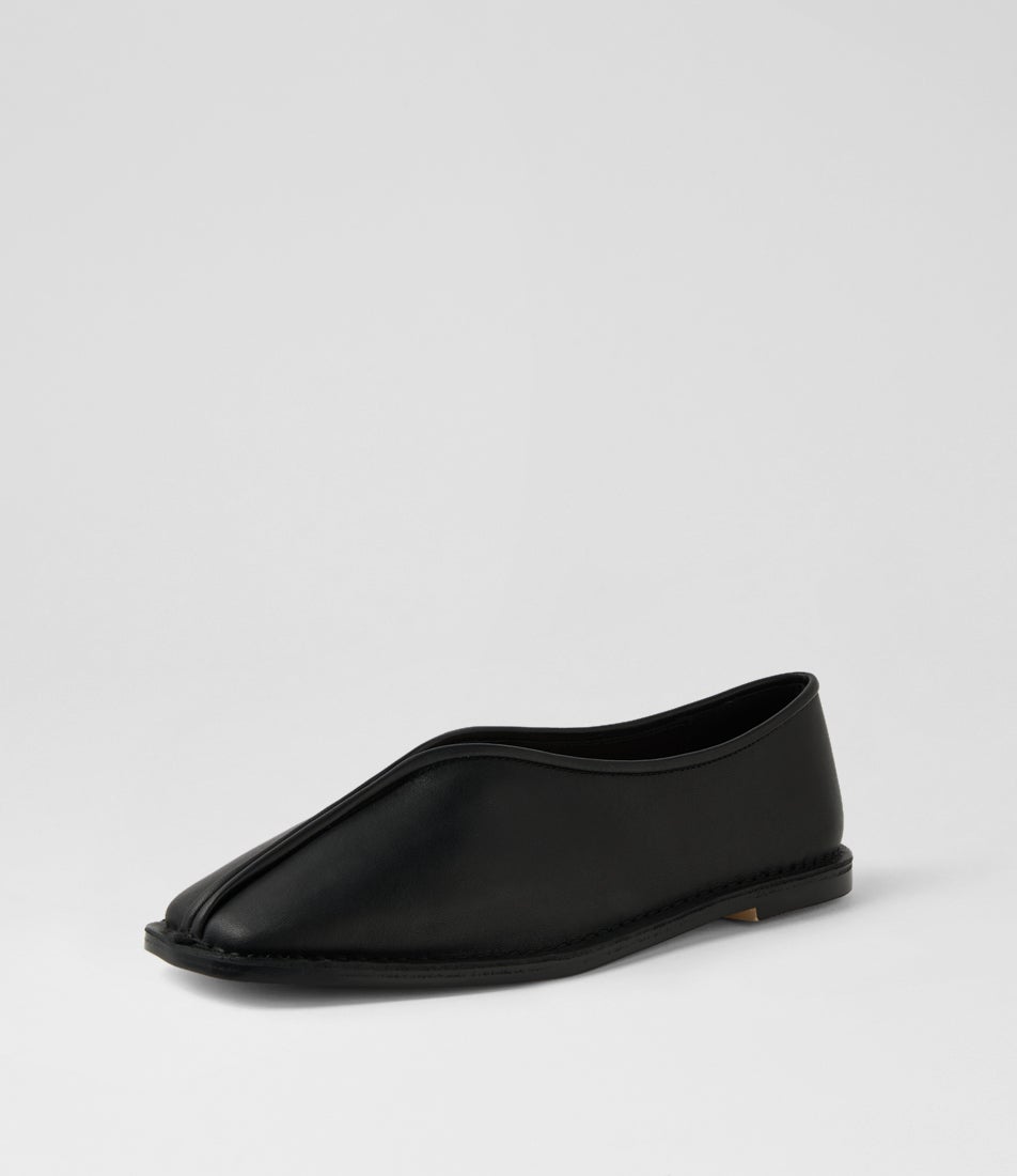 Ada Black Leather Ballet Flats
