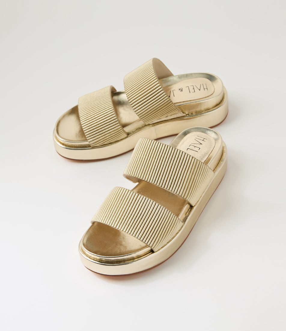 Provence Gold Leather Slides