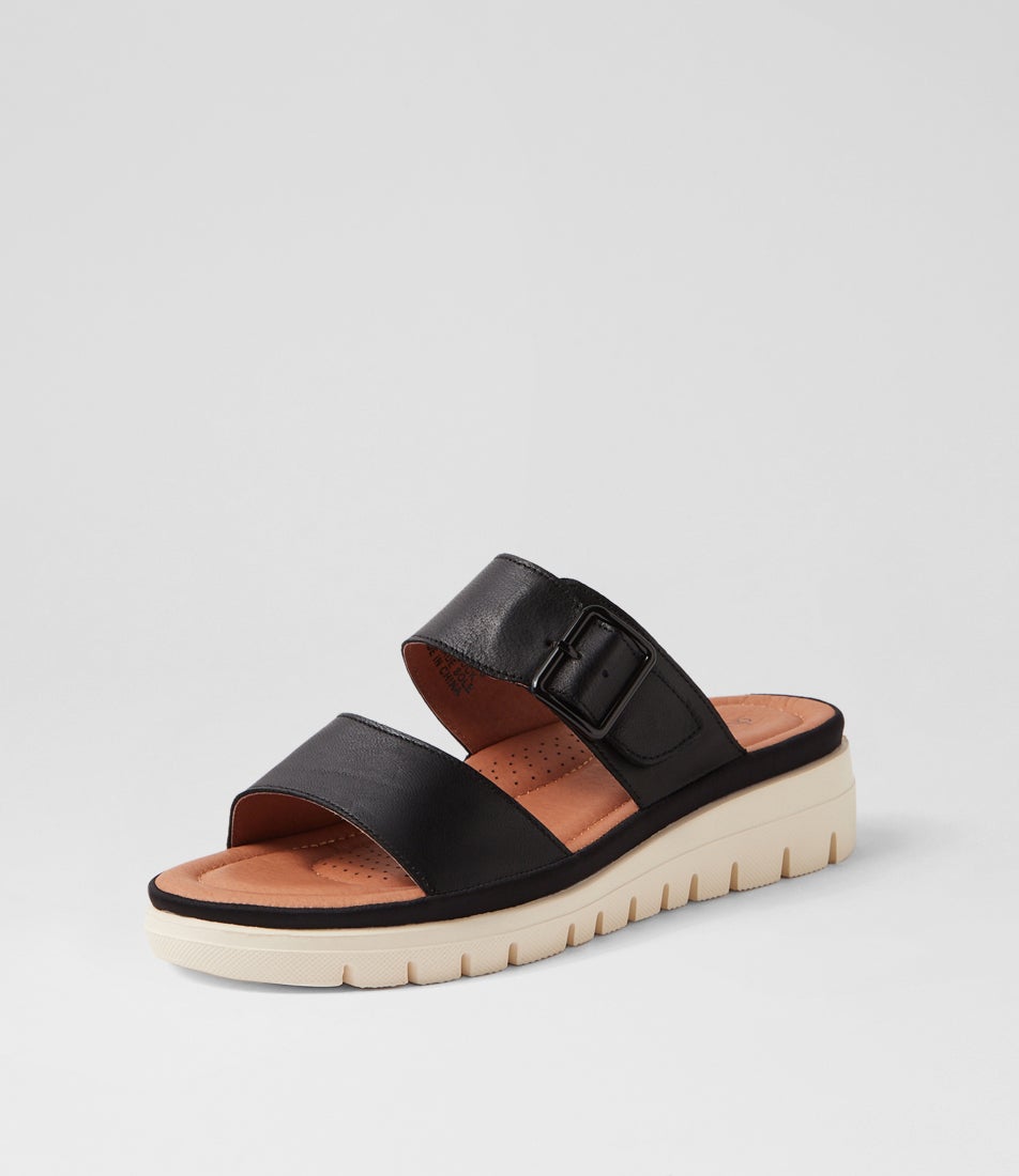 Leeana Black Leather Sandals