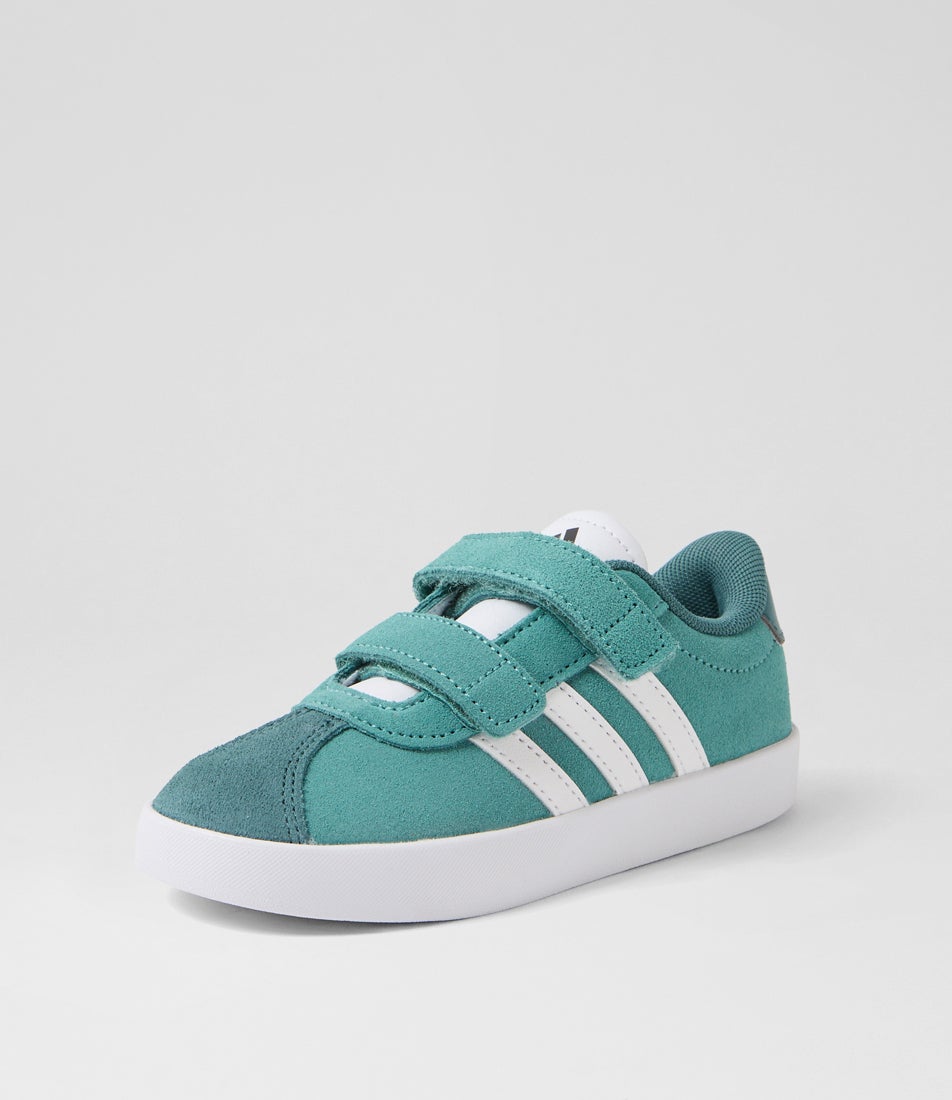 Vl Court 3 Cf I Toddler Powder Teal White Suede Sneakers