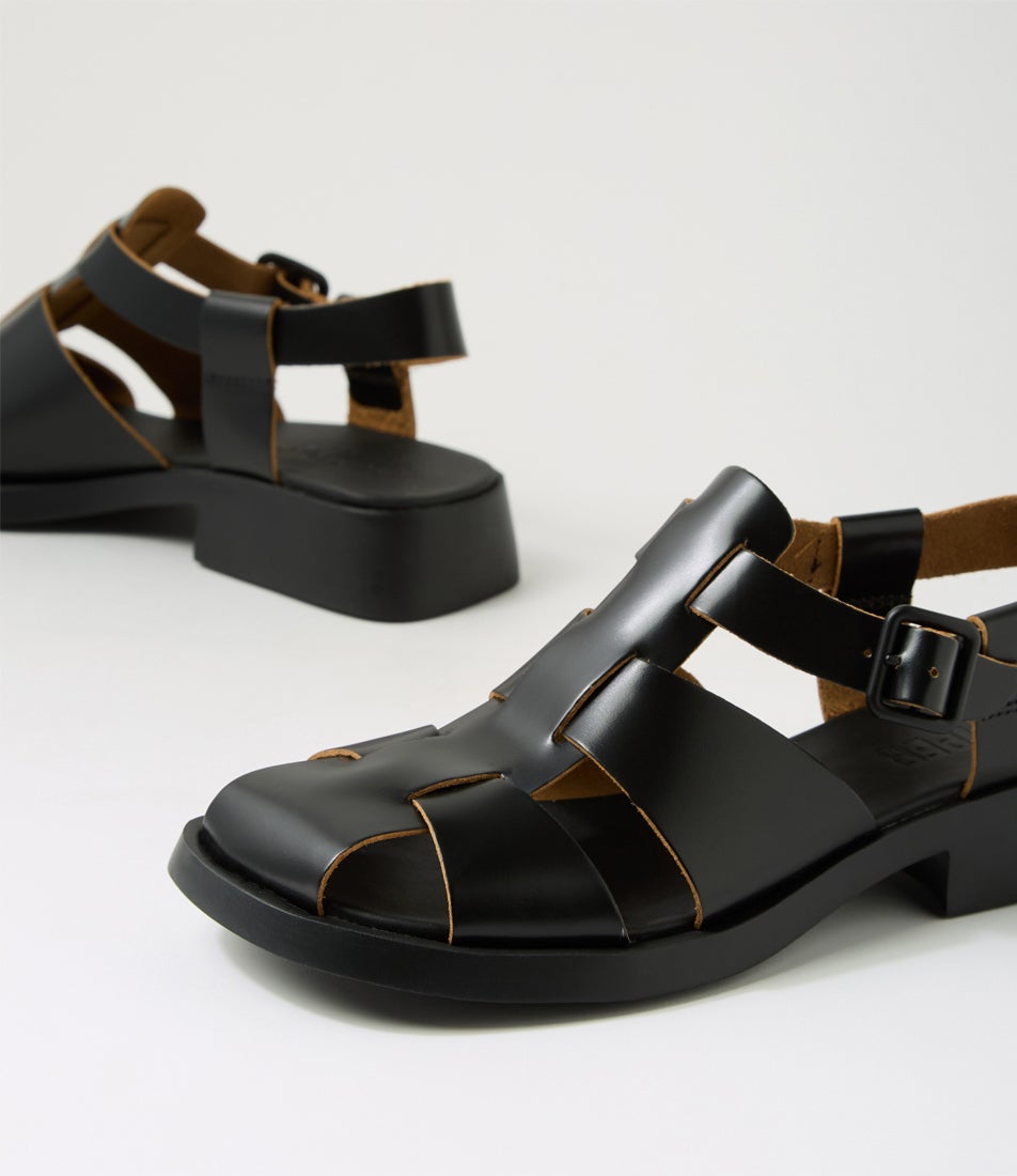 Dana Black Leather Sandals