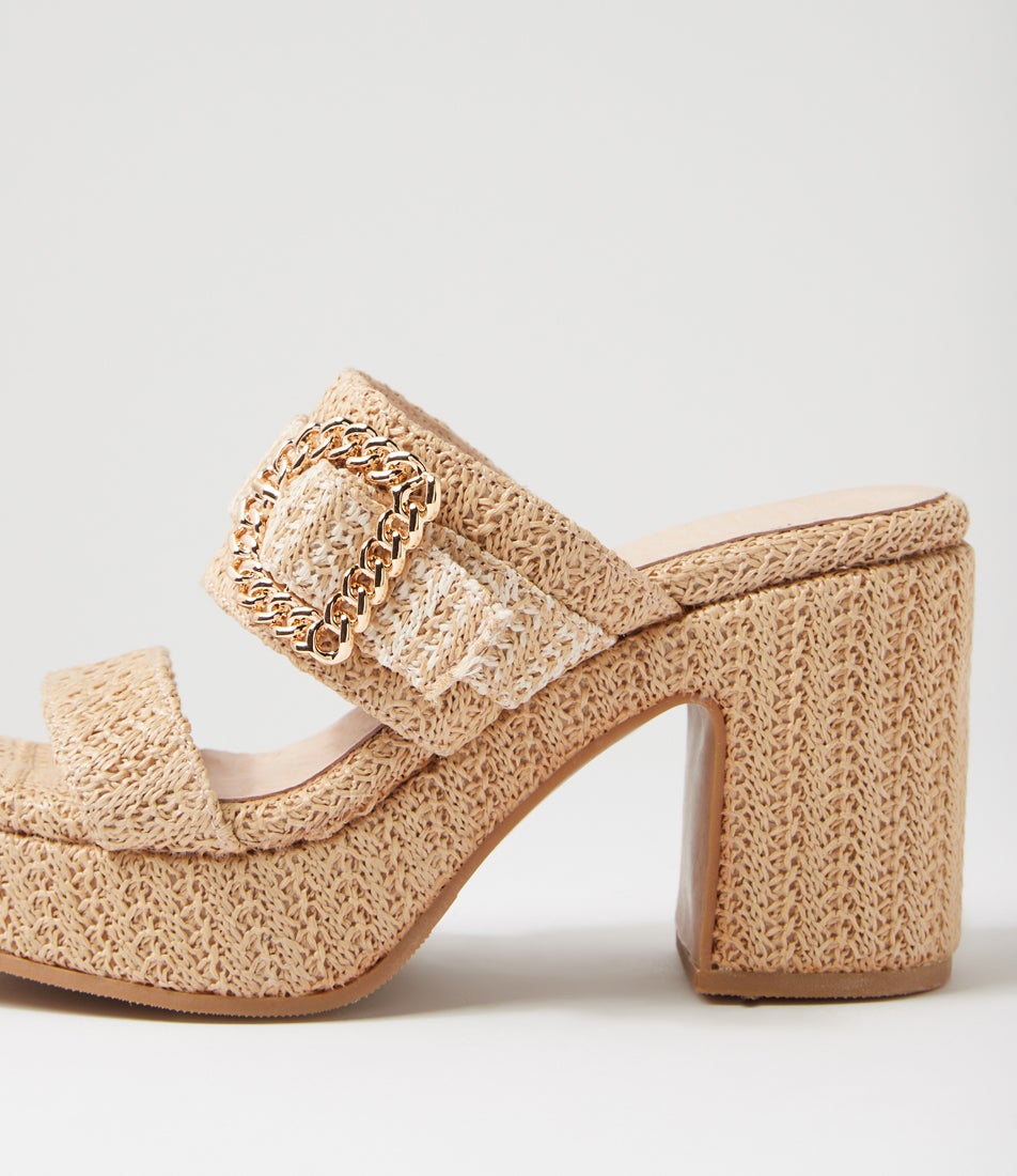 Klaire Natural White Fabric Sandals