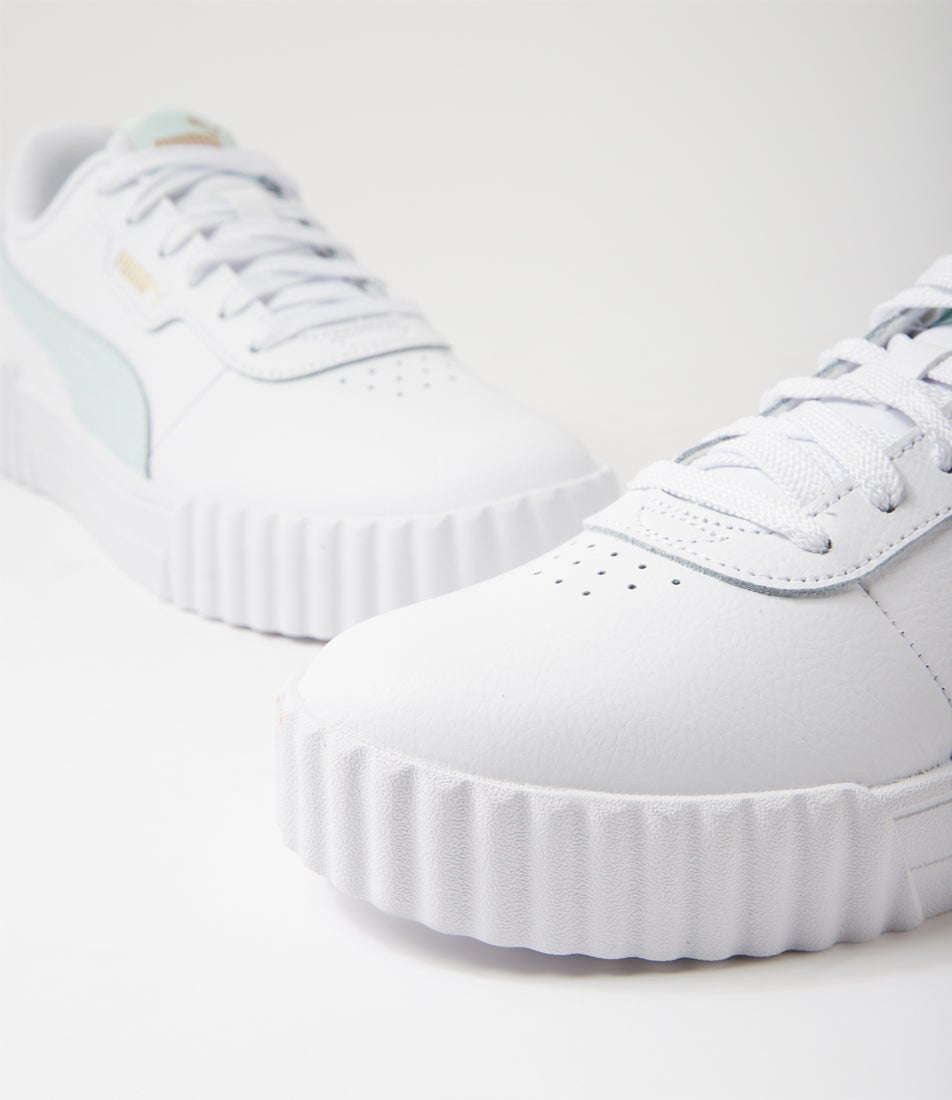 Carina 3 W White Peaceful Blue Gold Leather Sneakers