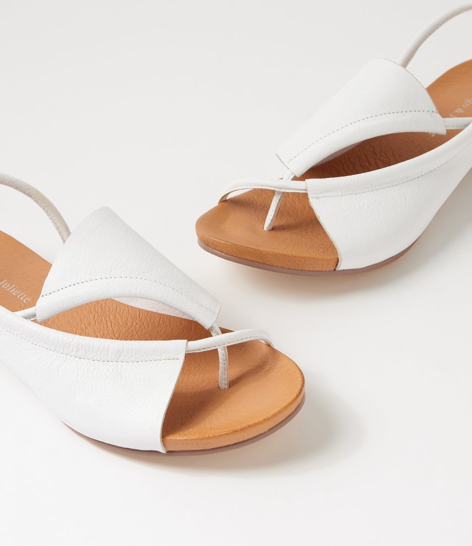 Justa White Leather Sandals