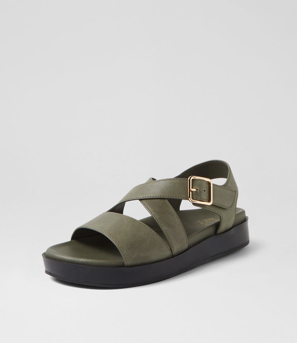 Glynice W Olive Leather Sandals