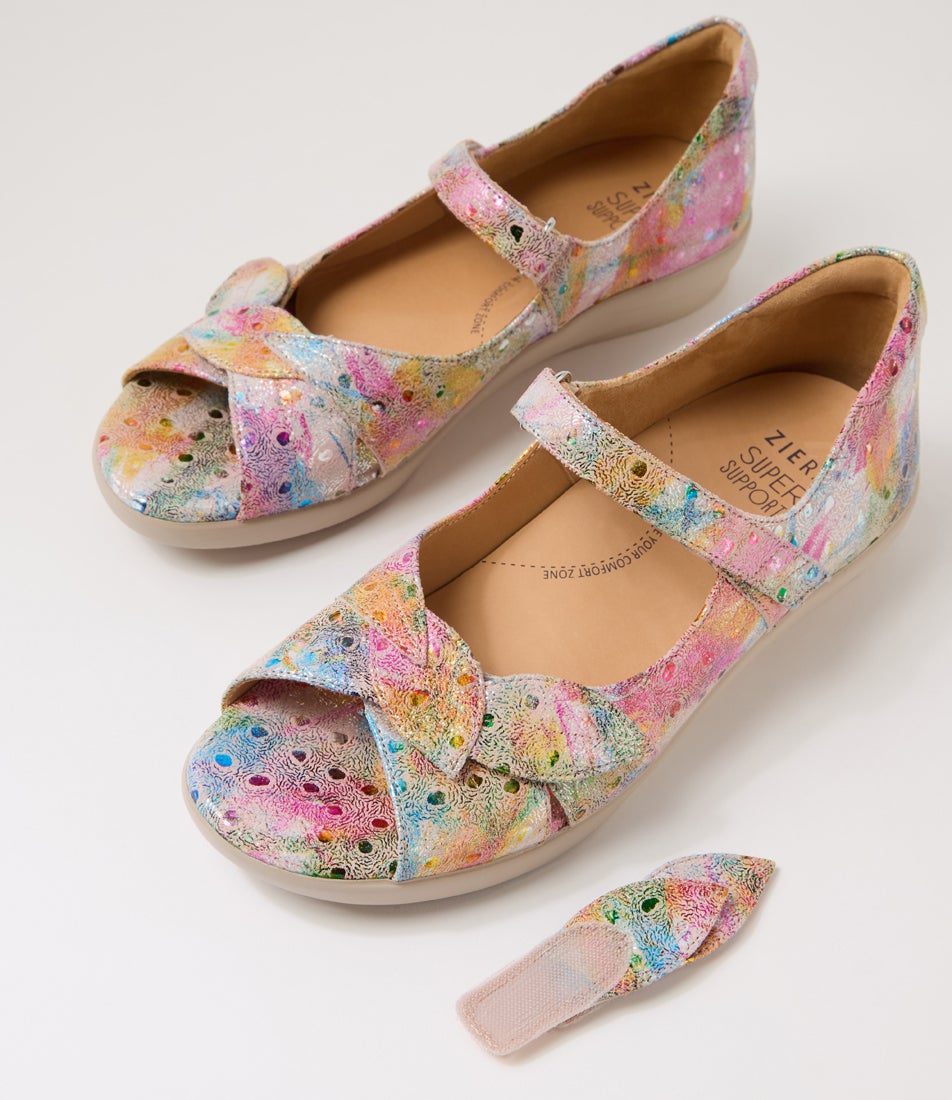 Disco W Ivory Dot Print Leather Sandals