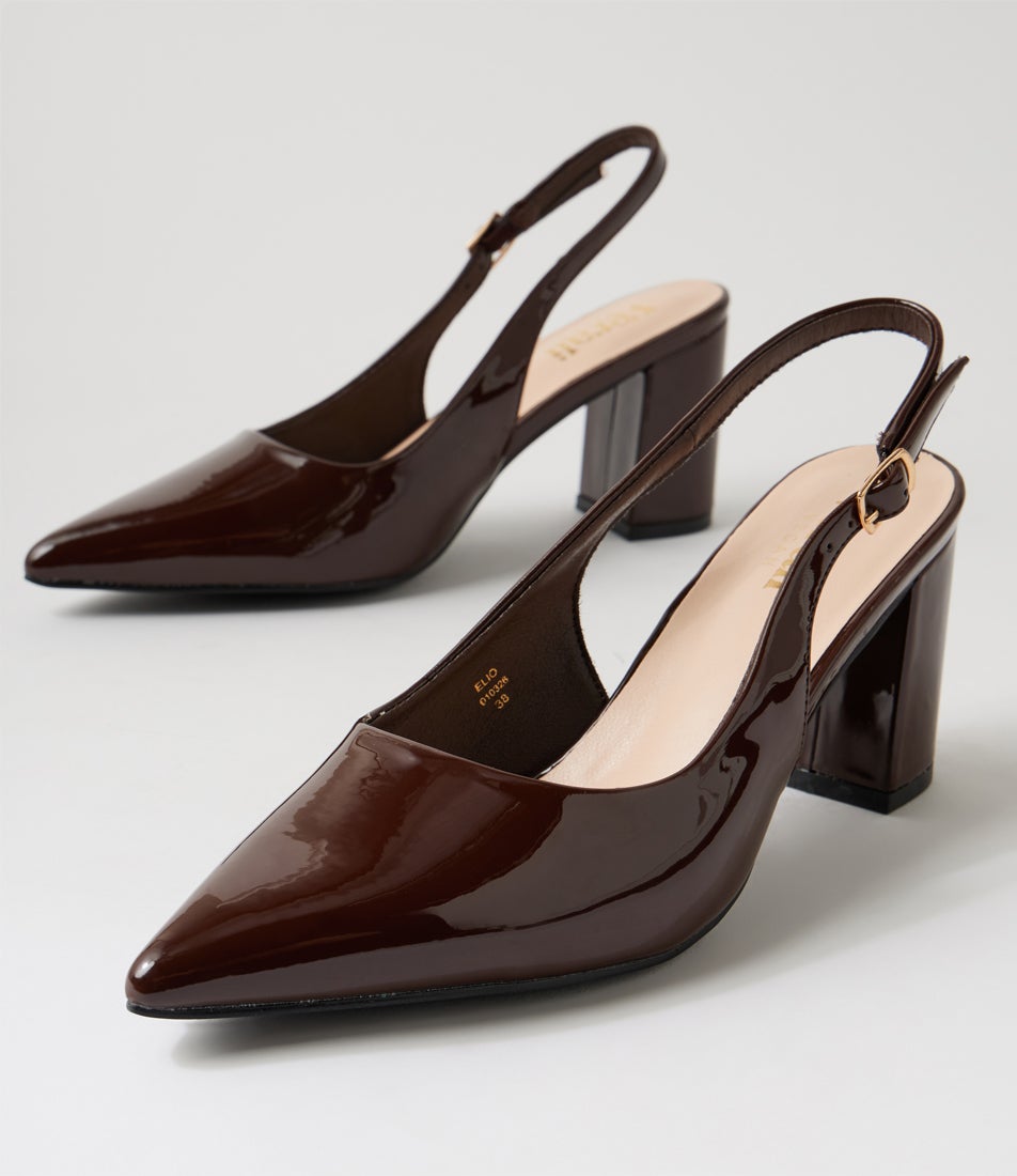 Elio Chocolate Synthetic Patent Heels Elio Chocolate Synthetic Patent Heels