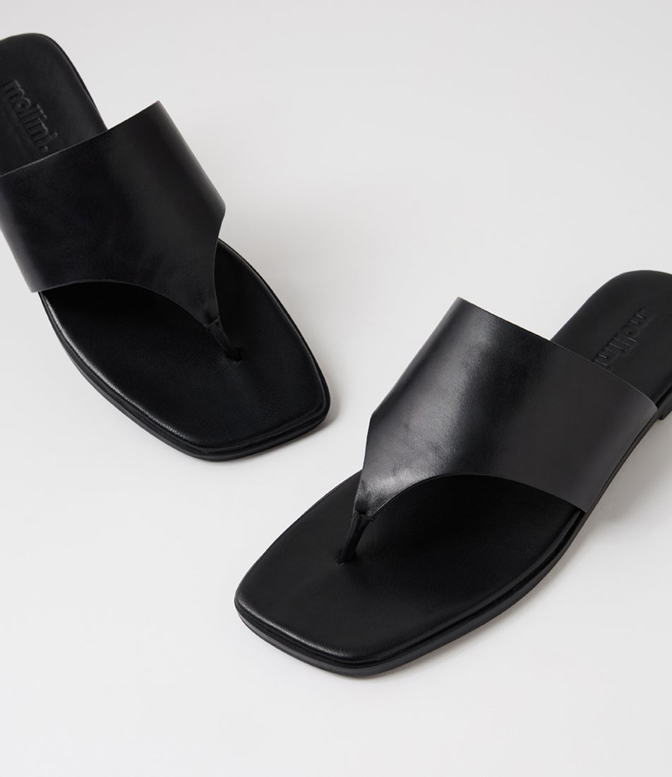 Amii Black Leather Sandals