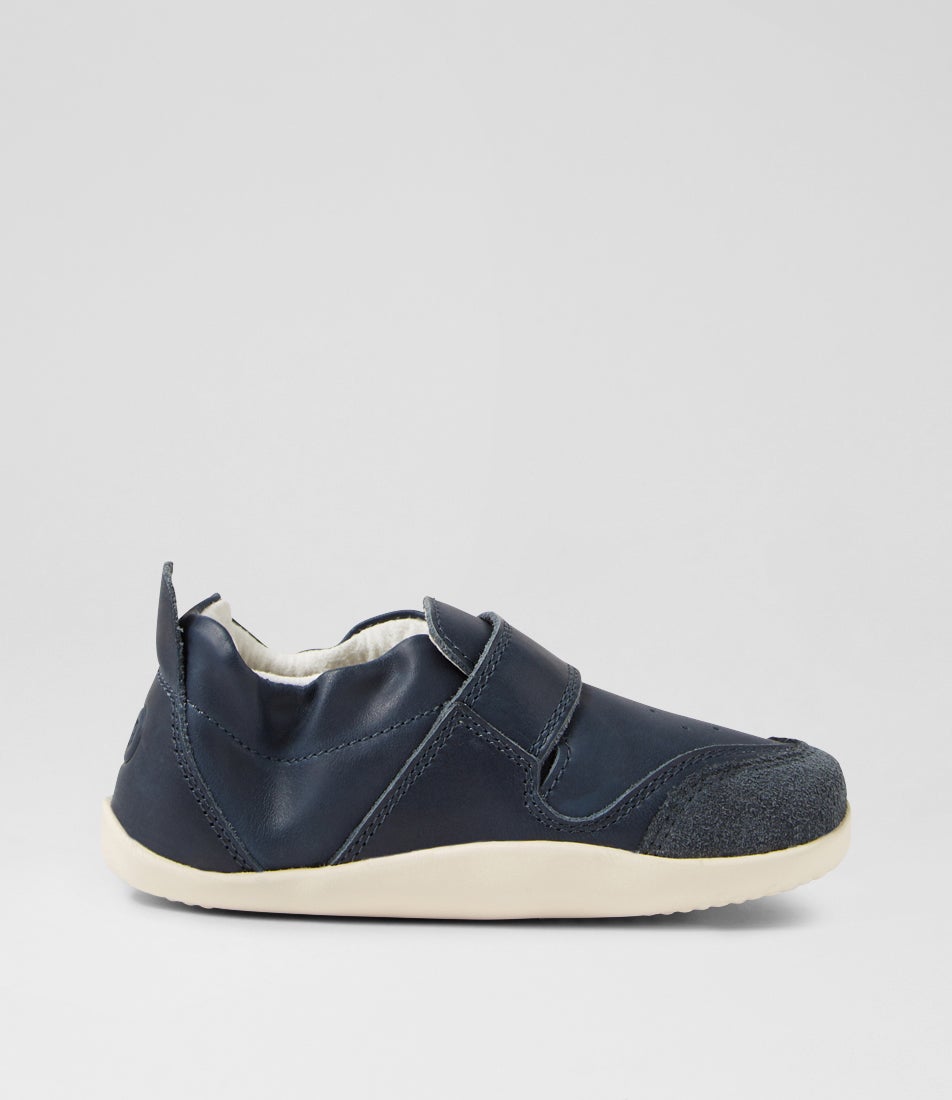 Xp Ripple Infant Navy Leather Flat Shoes