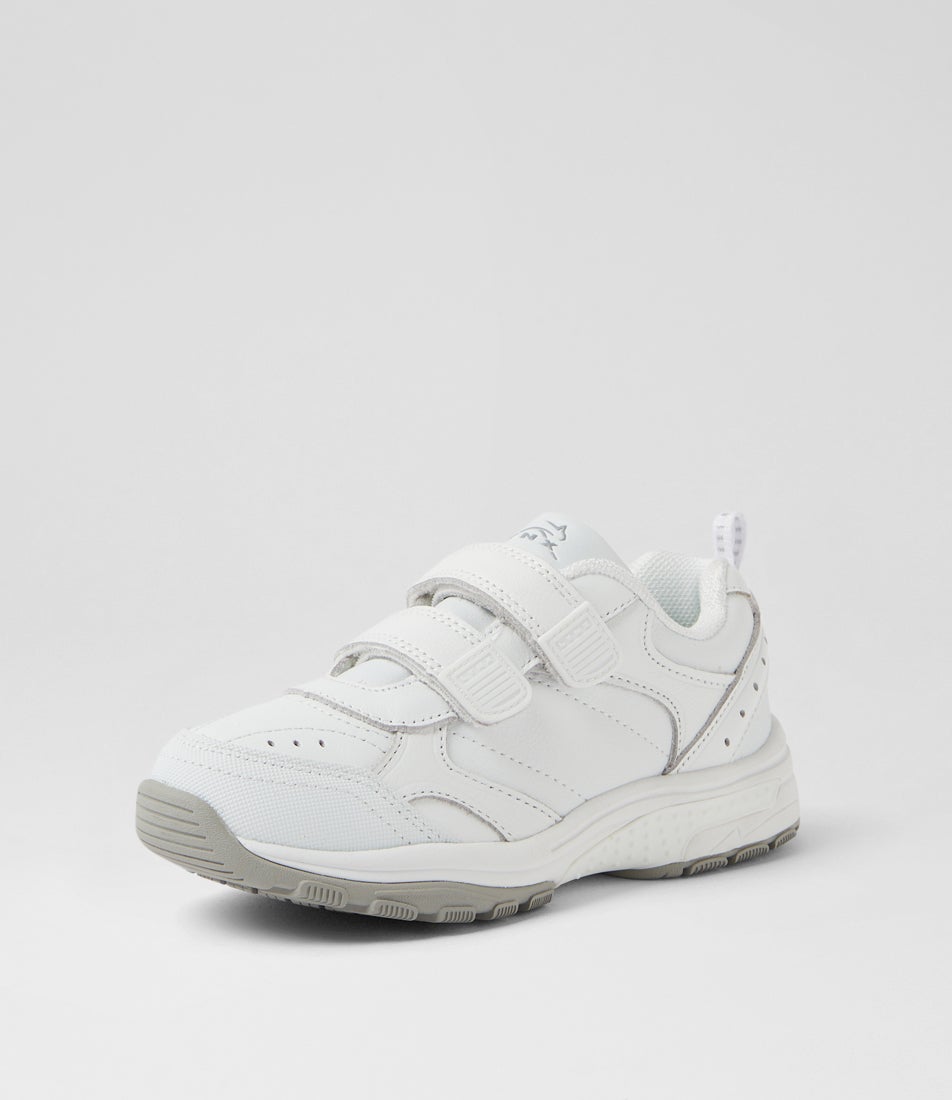 Elite Jnr E Adj White Leather Sneakers