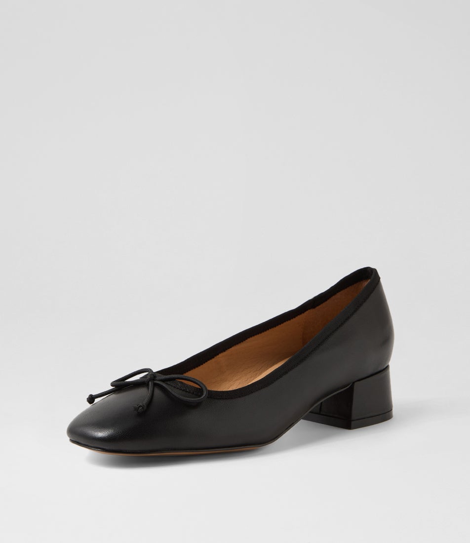 Mallet Black Leather Heels