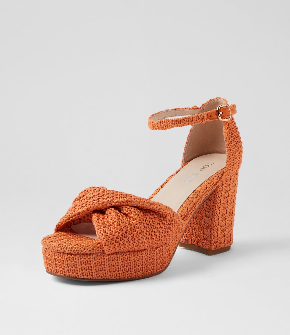 Voday Orange Synthetic Raffia Sandals