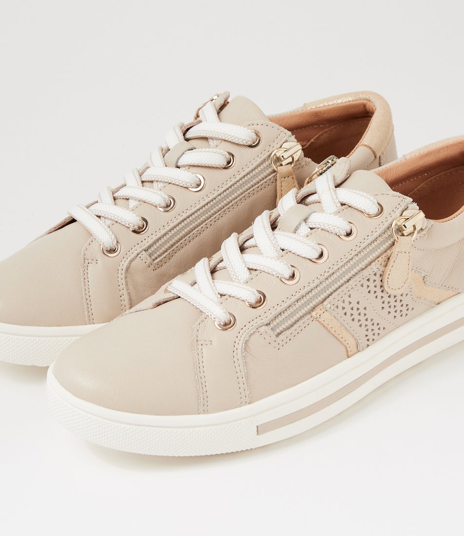 Emillio Almond Platinum Leather Suede Sneakers