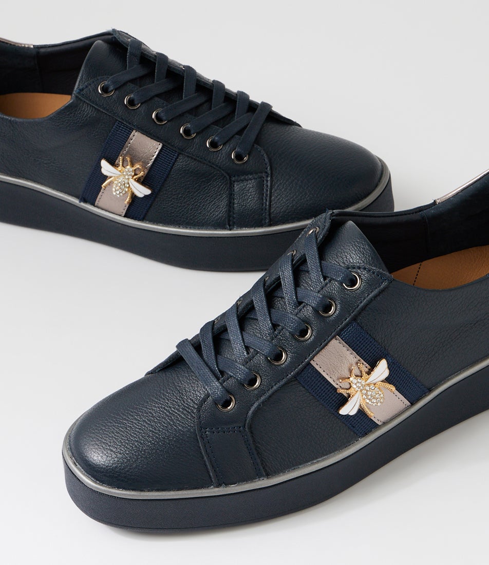 Zobuck W Navy Pewter Leather Sneakers