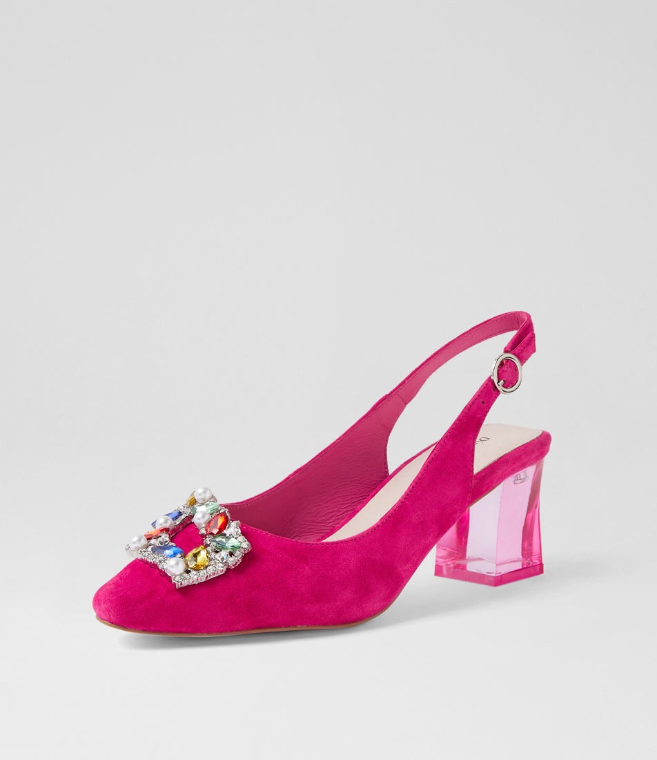 Harsha Dark Pink Suede Heels