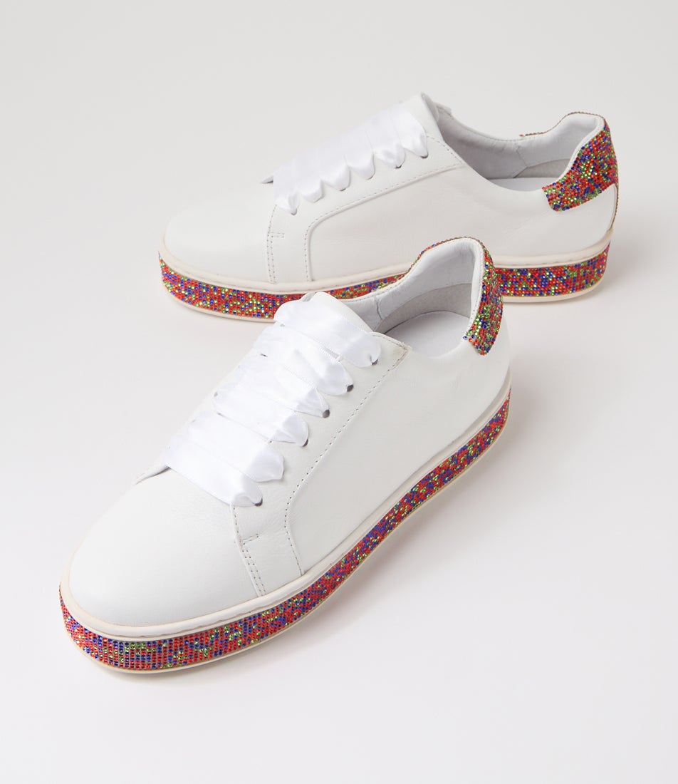 Pluma White Multi Leather Jewels Sneakers