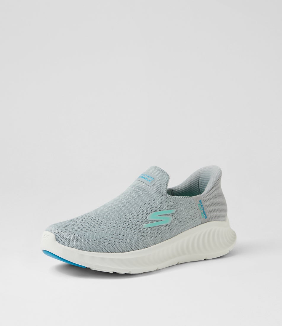 Go Walk Now Grey Aqua Fabric Sneakers Go Walk Now Grey Aqua Fabric Sneakers